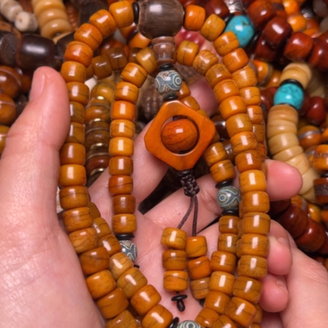 【闪购商品】牛骨手串/手链牛骨黄9×7×108颗