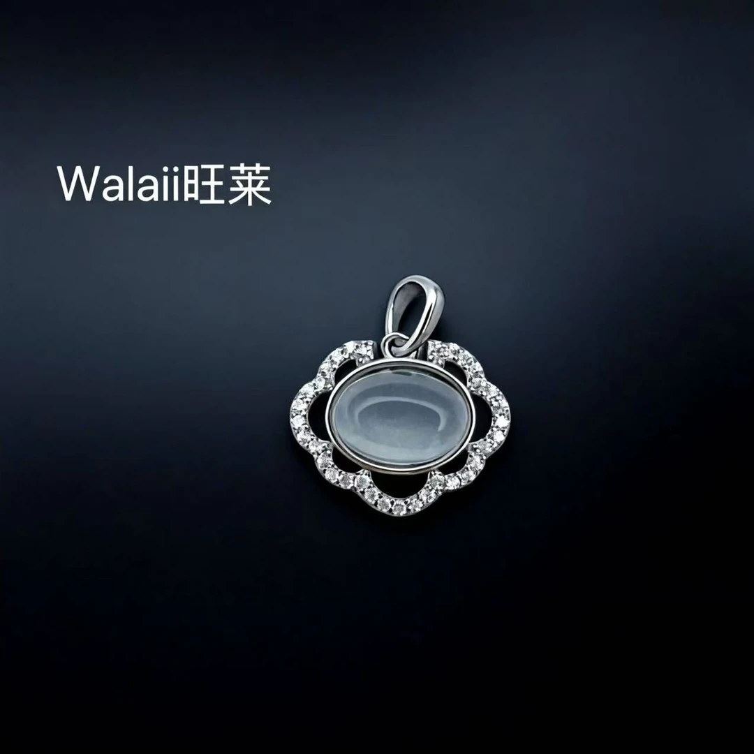 吊坠925银 （不含链）旺莱 622 微镶椭圆雨水平安长命锁银坠子