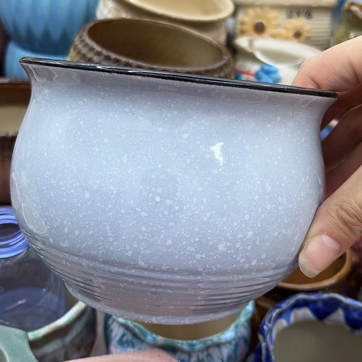 多肉绿植陶瓷花盆9.9包邮，有孔