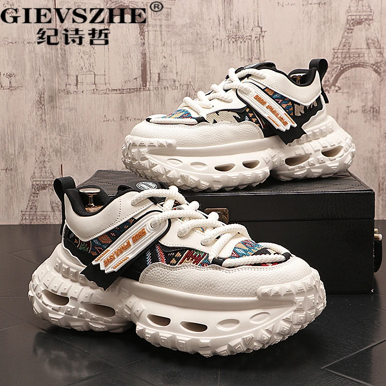 纪诗哲老爹鞋男秋季新款厚底增高透气设计运秋季男士网面运动跑鞋