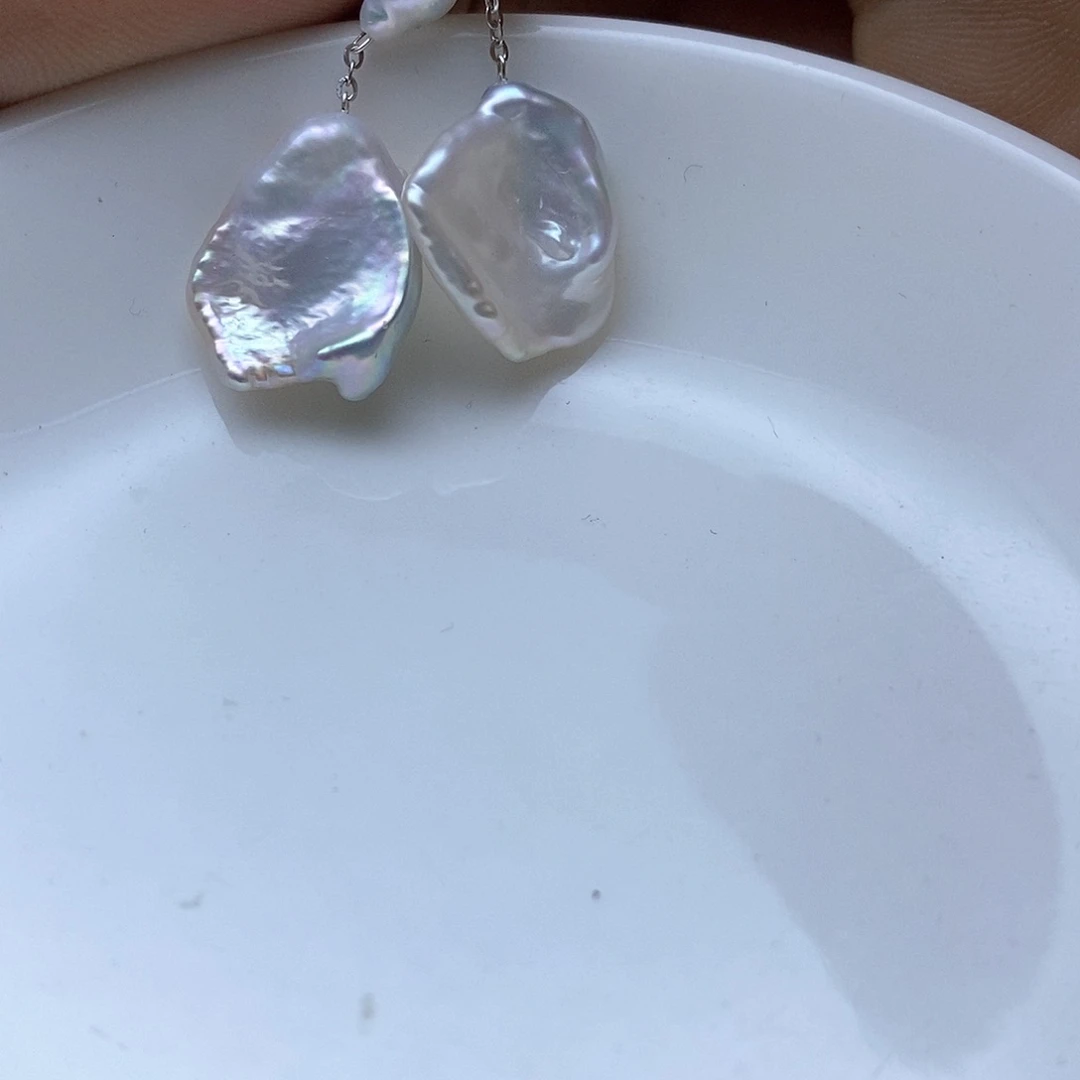 淡水珍珠耳钉银S925镶嵌指**蕾