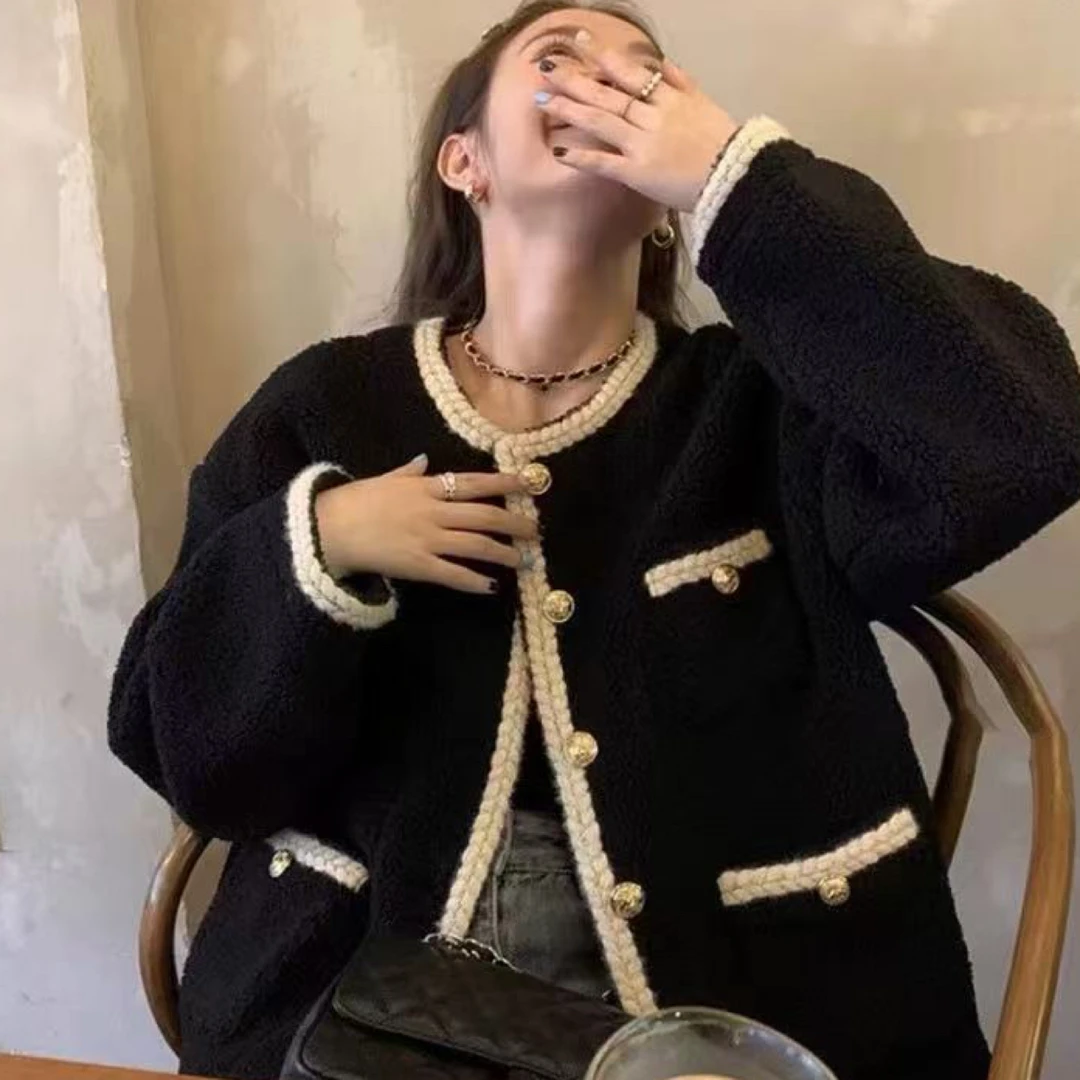 W阿薇-特大码小香风一体颗粒外套（冬季）