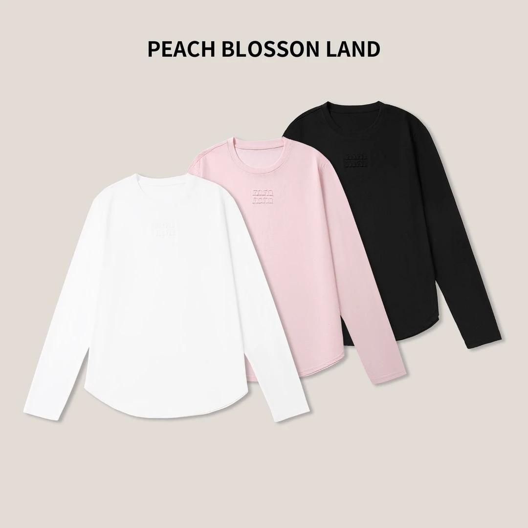 【热销爆款】mm字母贴布长袖T恤个性休闲女简约圆领打底衫SS26028