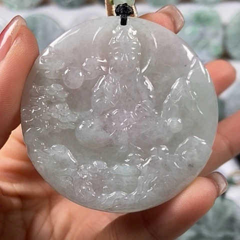 翡翠颈饰未镶嵌山水观音福利翡翠