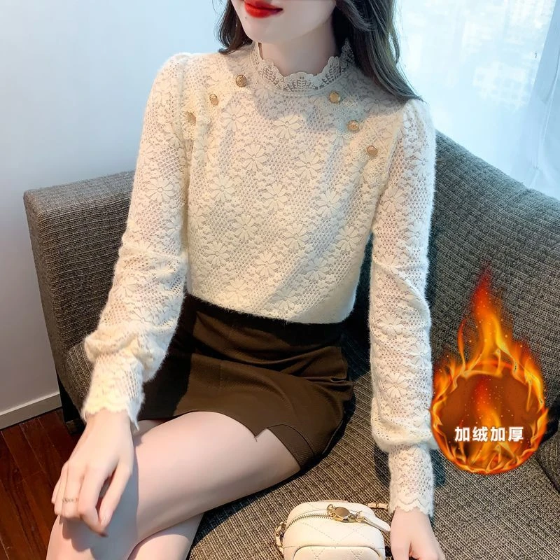 2025年新款气质百搭衬衫女显瘦打底衫半高领小衫时尚洋气减龄上衣