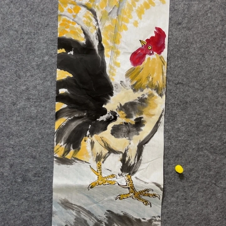 竖款大鱼书画艺术作品三尺对裁