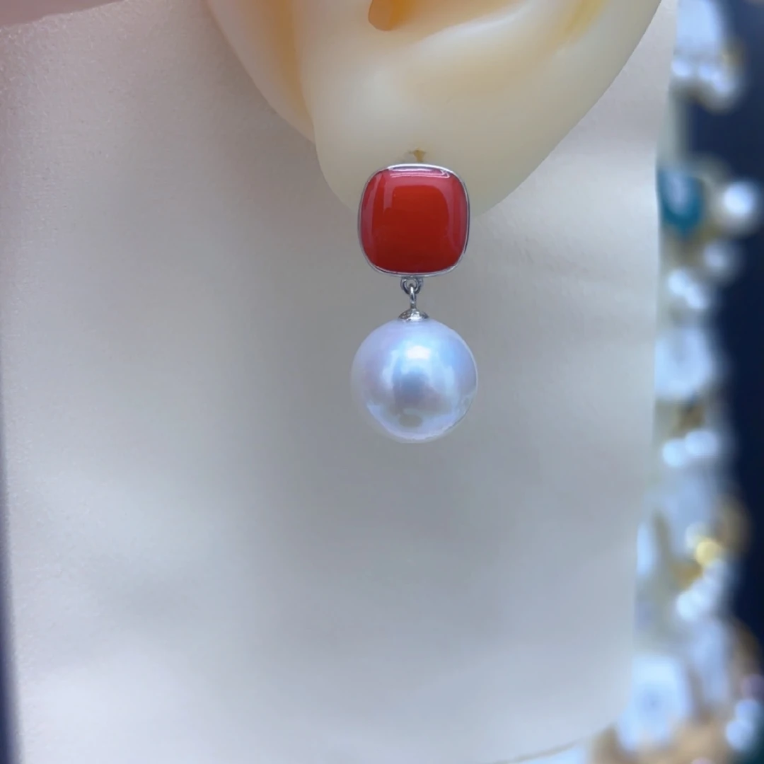 淡水珍珠耳饰银S925镶嵌