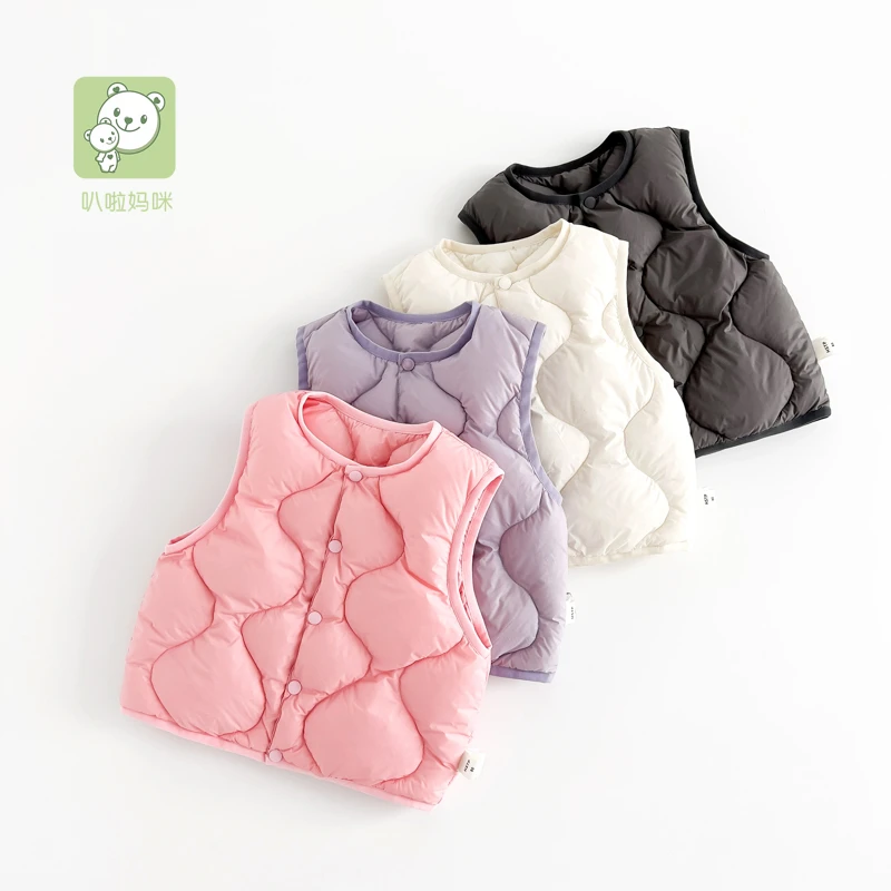 叭啦妈咪儿童羽绒马甲2025秋冬新款男女宝洋气保暖衣服HQM4002