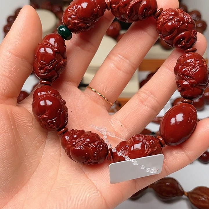 橄榄核手串无***界玉化弥勒