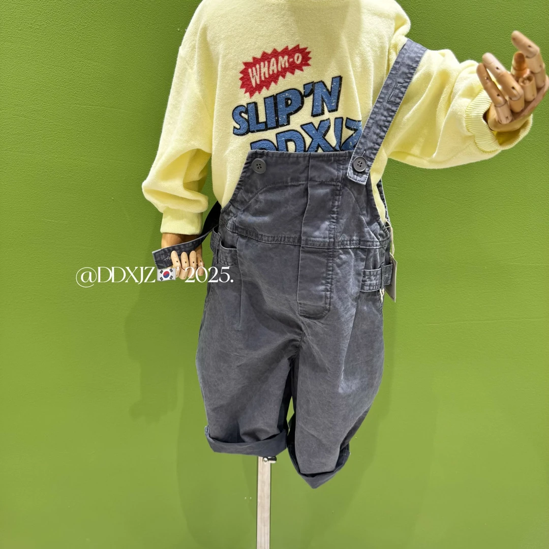 【3月11号大上新】春款儿童韩版时尚男女童可穿纯色棉布背带裤6095