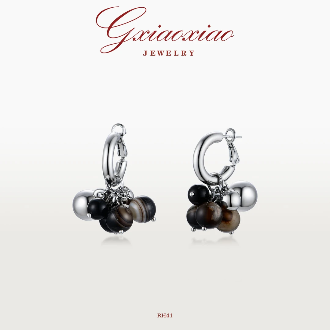 G XIAOXIAO 镀K金 【暮色银辉】高级设计感轻奢耳环 RH41