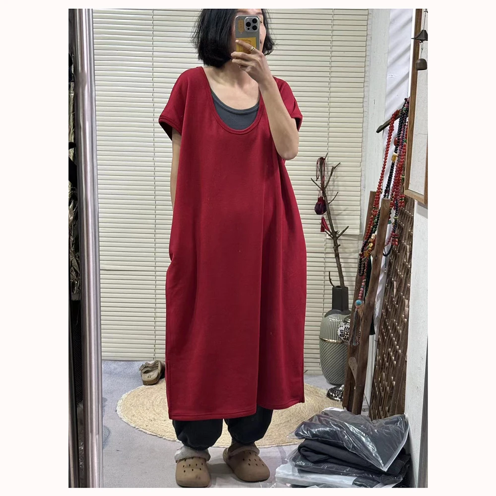 ML11687 春季新款宽松中长款圆领无袖连衣裙