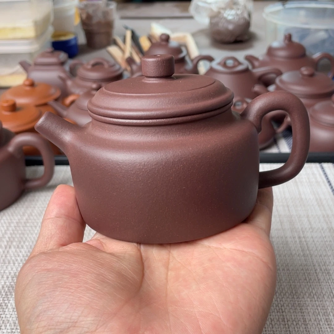 紫砂茶壶半手工老紫泥德钟壶200cc