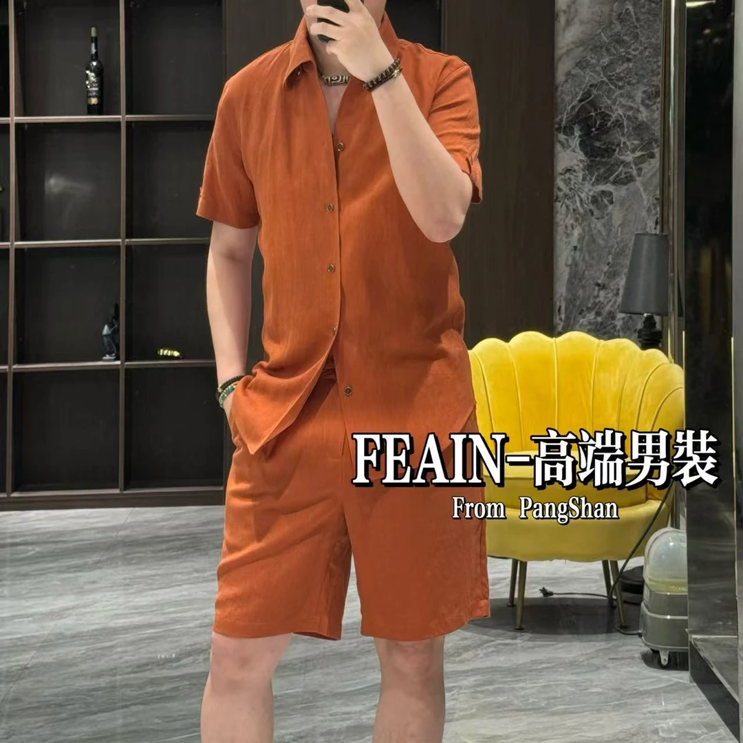 【100%亚麻】夏凉弧形一片式领设计进口亚麻套装87078