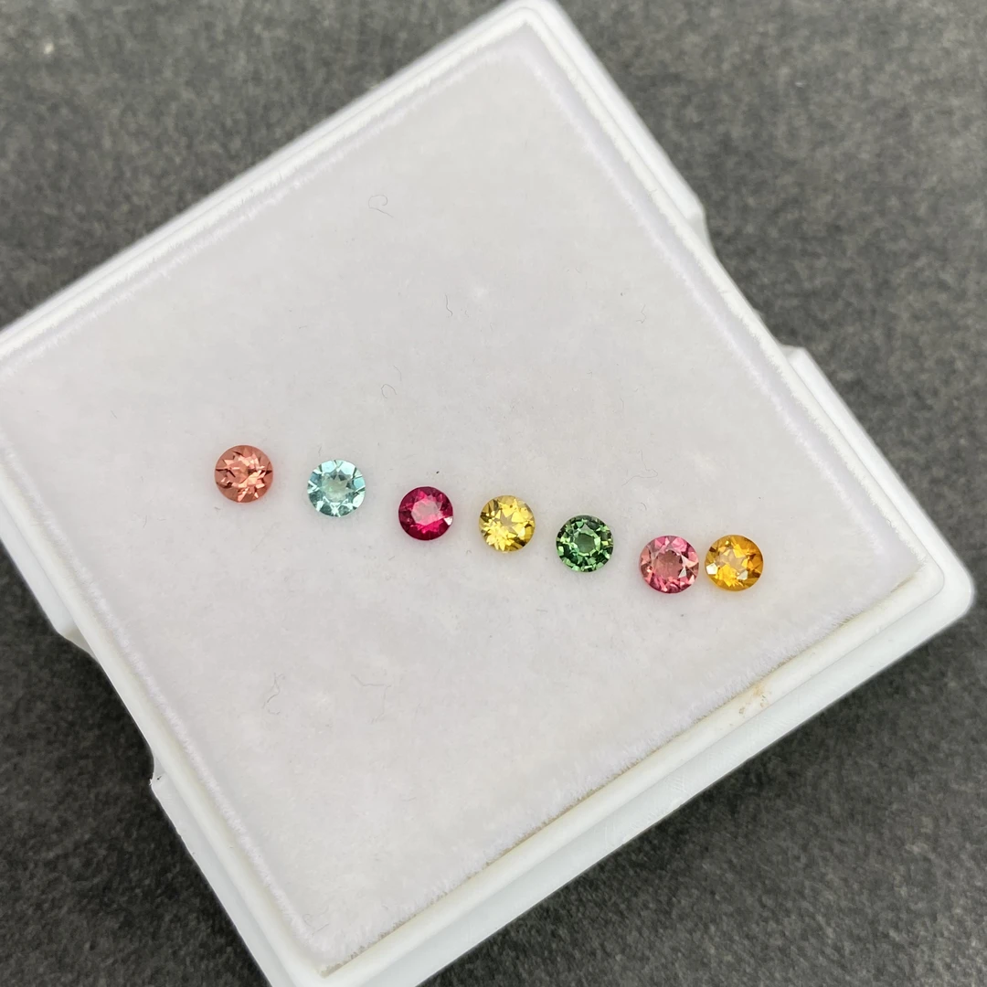 彩色碧玺圆一组 3mm 多样性发一组7颗