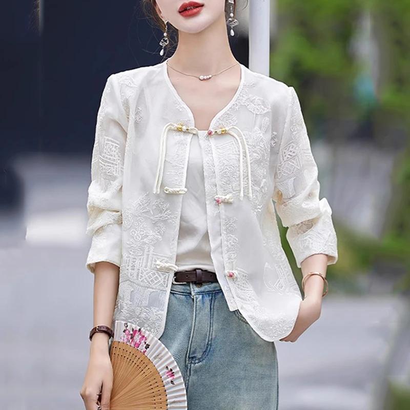 新中式国风防晒服外套女2025夏季新款妈妈时尚刺绣盘扣夏装防晒衣