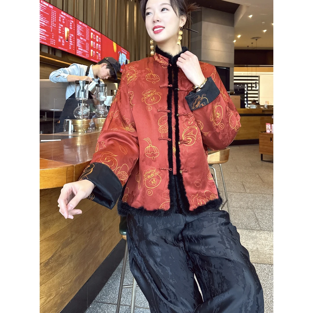 【老罗家】原创真丝棉衣女桑蚕丝新中式国风保暖棉服加棉香云纱外套