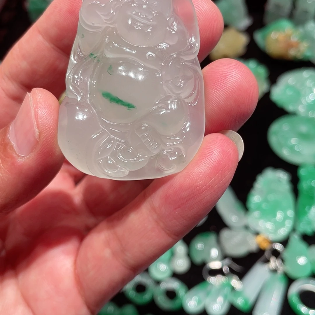 高***板石英质玉（非洲翠）未镶嵌吊坠(不含链)