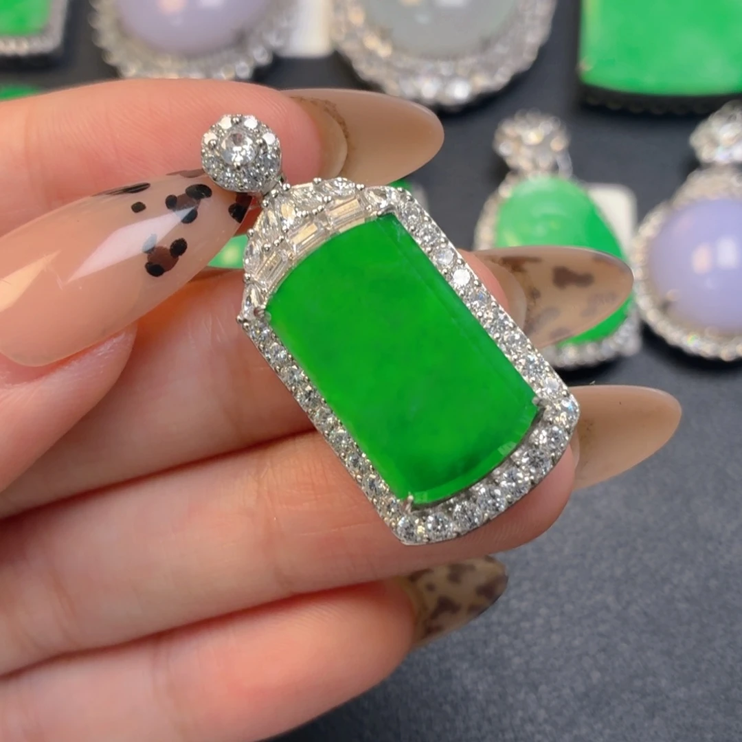 翡翠银S925镶嵌吊坠(不含链)