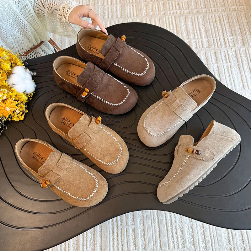 勃肯鞋女2025夏季新款复古全包一脚蹬软底内增高休闲豆豆乐福单鞋