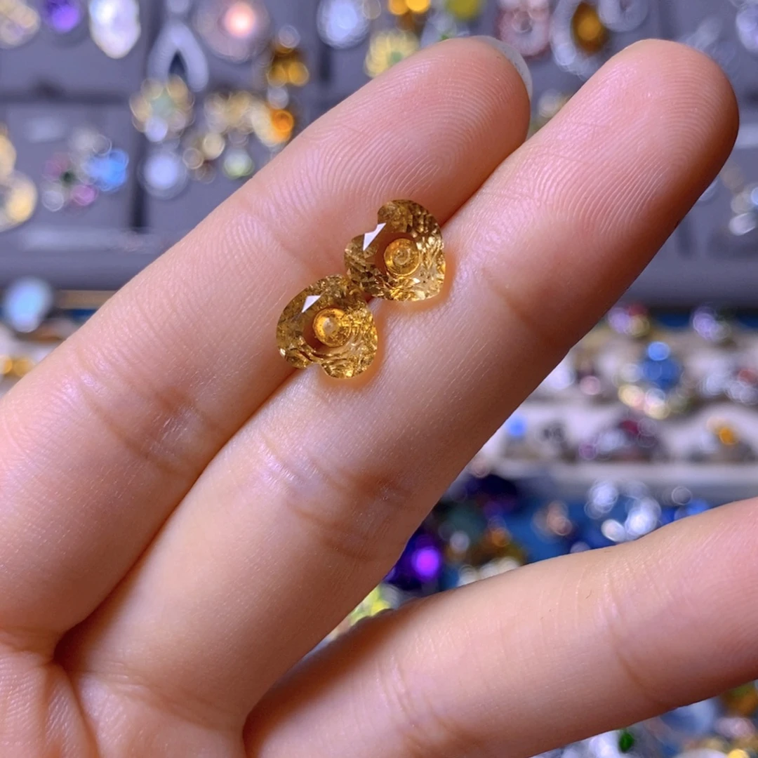 小***狸银S925镶嵌耳饰黄晶