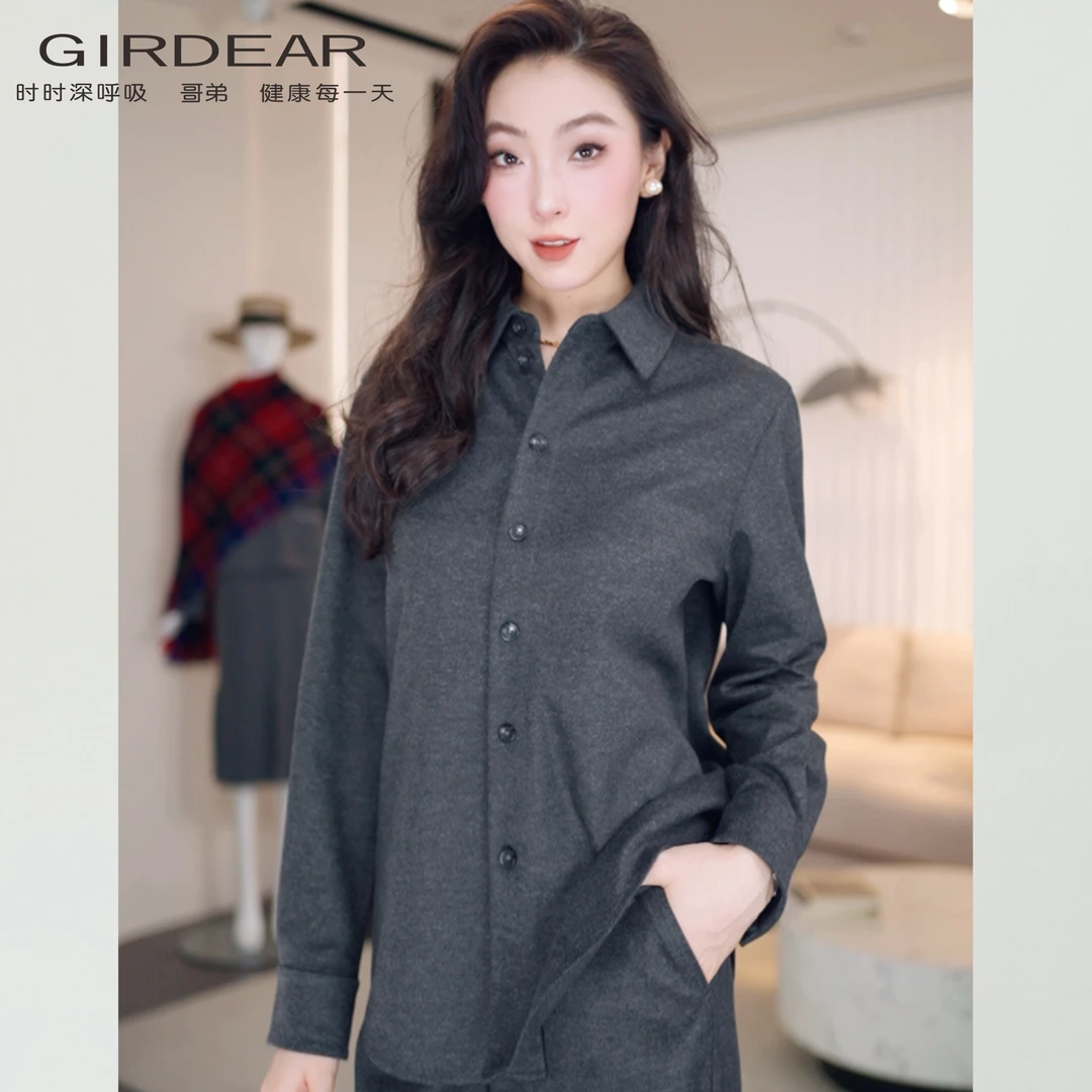 GIRDEAR/哥弟新款老钱调性时尚松弛感百搭显瘦休闲衬衫130168