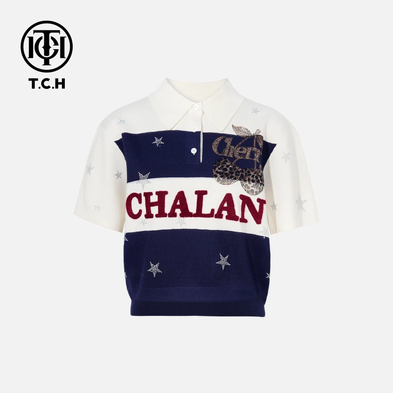 TCH私服烫钻工艺新时尚淑女百搭新潮流T恤女T75B09E5096轻奢tch