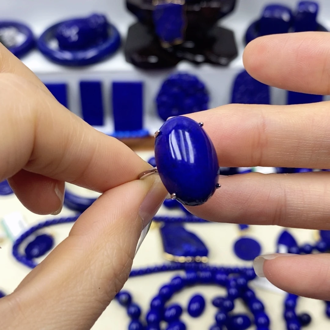 青金石戒指银S925镶嵌小****8