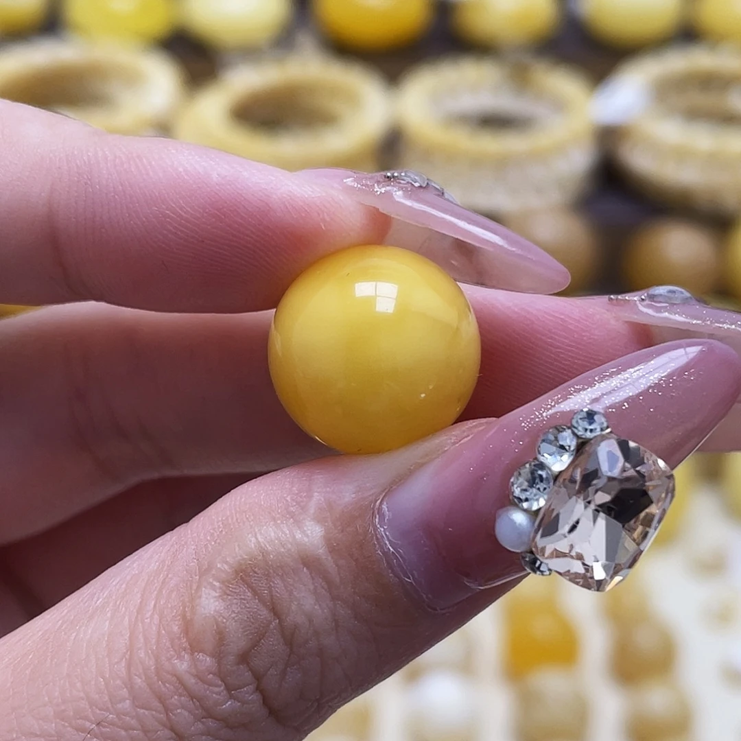 琥珀未镶嵌裸石15.3mm圆珠