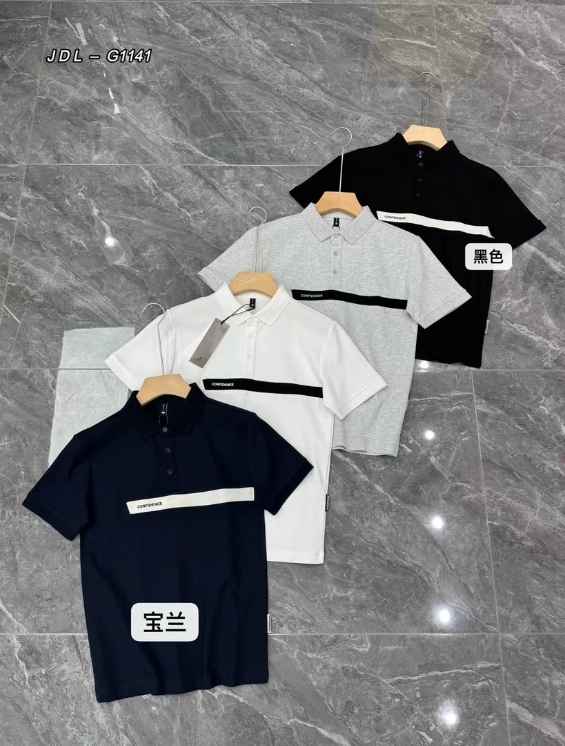 夏季新款时尚轻奢纯色翻领Polo衫短袖T恤1141