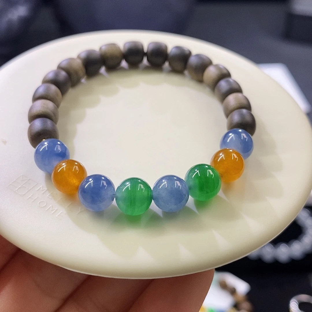 翡翠未镶嵌挂件浓彩半串