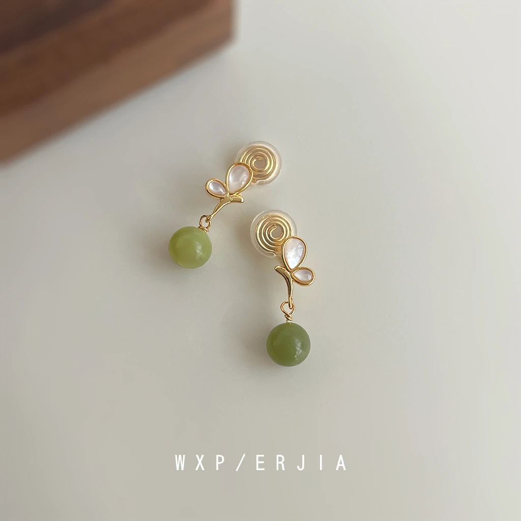蛇纹石/贝母 C区新中式82 叮叮家 新中式国风耳夹无耳洞耳环耳钉