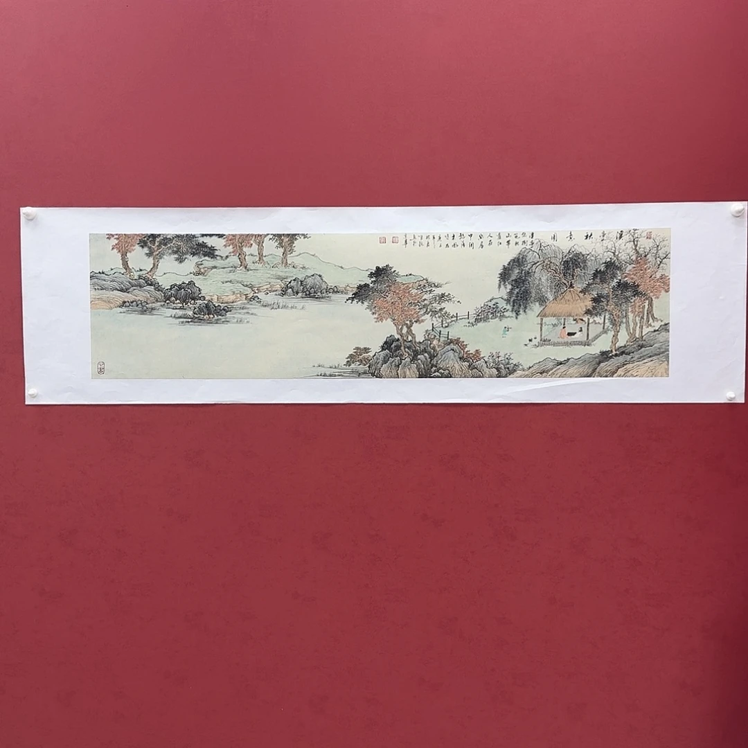 国画国画纯手绘作品欣赏对开 35*140