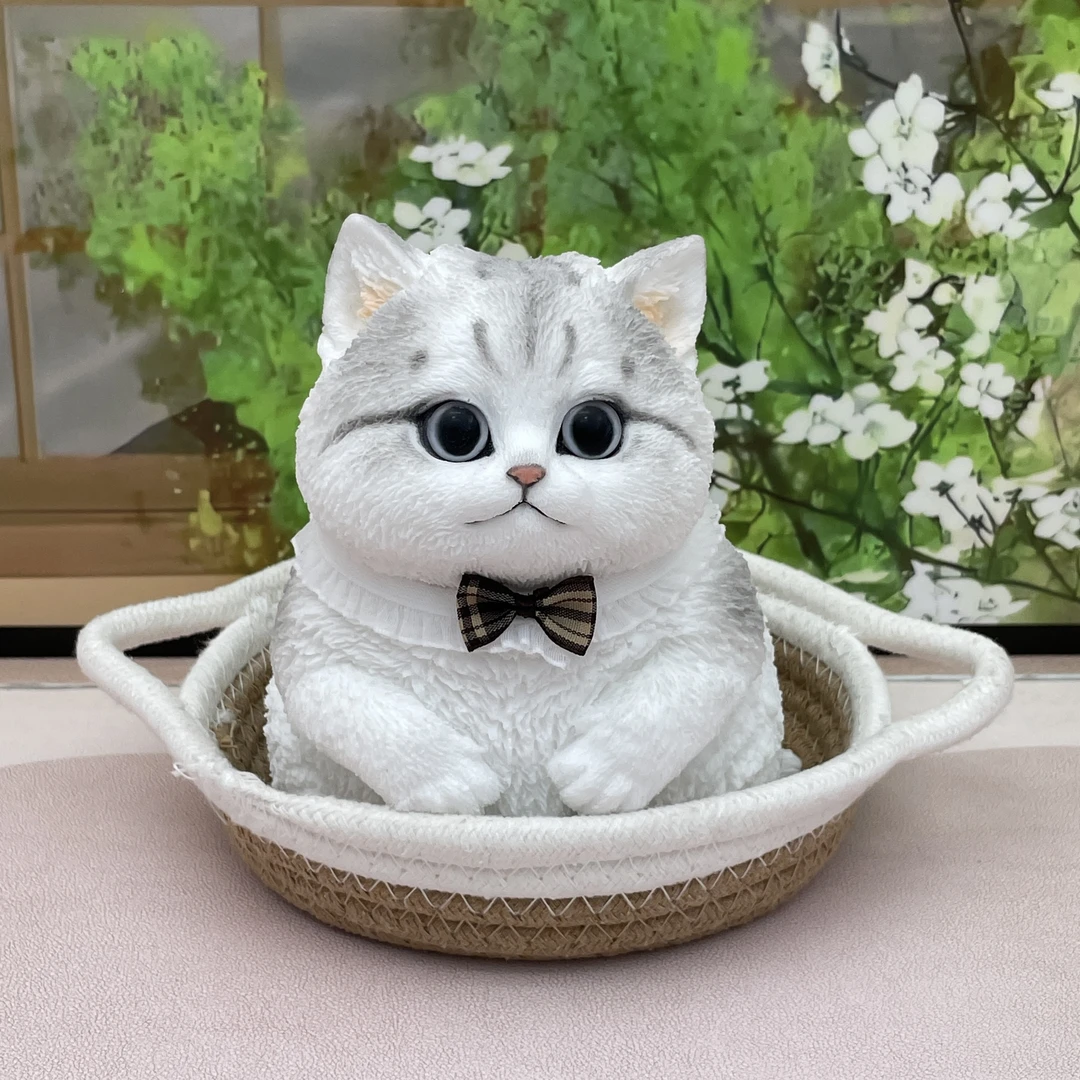 【犟种银渐层】手工硅胶猫咪捏捏乐仿真可爱解压摆件生日礼物捏捏猫