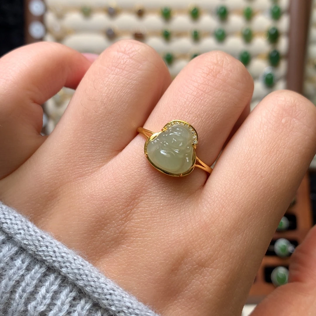 和田玉银S925镶嵌戒指