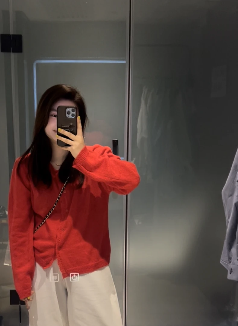 灰灰呀！多巴胺少女 韩系慵懒风糖果色圆领钩花针织薄款开衫