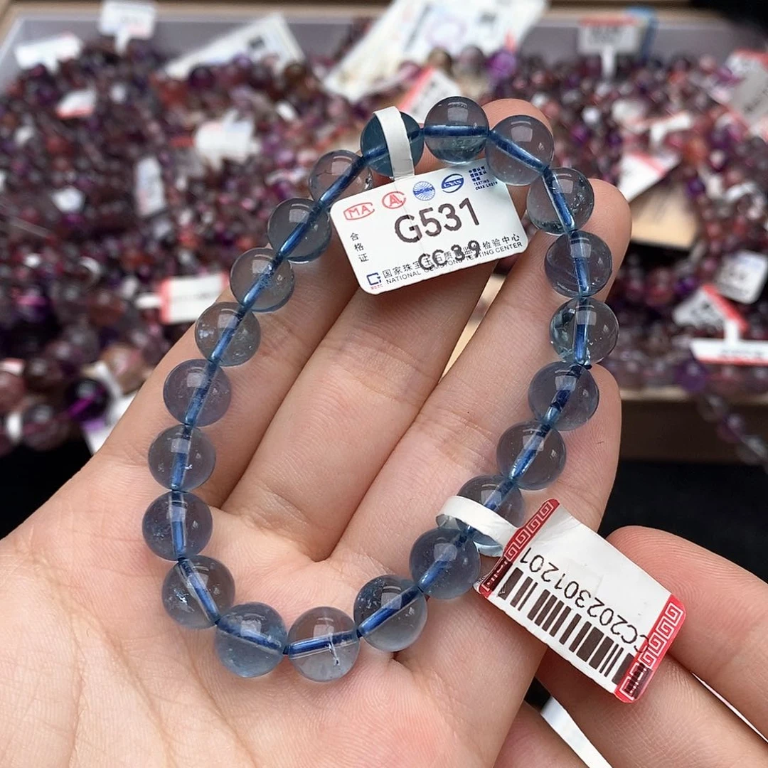 合成（培育）蓝宝石未镶嵌猫*歪G531海蓝宝9+