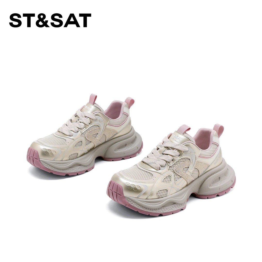 St&Sat/星期六时尚厚底增高2025春季新款老爹鞋网面休闲运动鞋