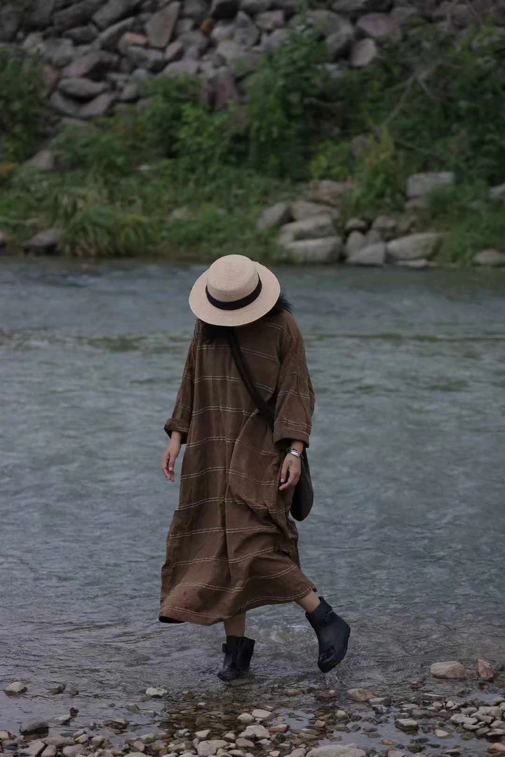 古兰木原创条纹袍子3552