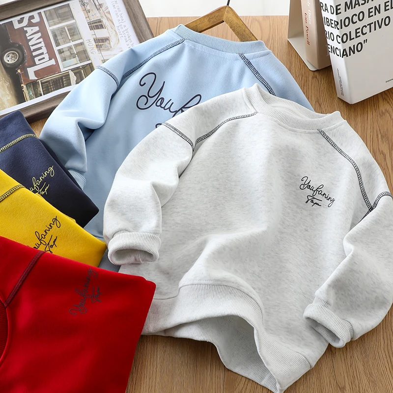 男童帅气卫衣春秋款儿童洋气上衣2025新款中大童圆领打底衫春季潮