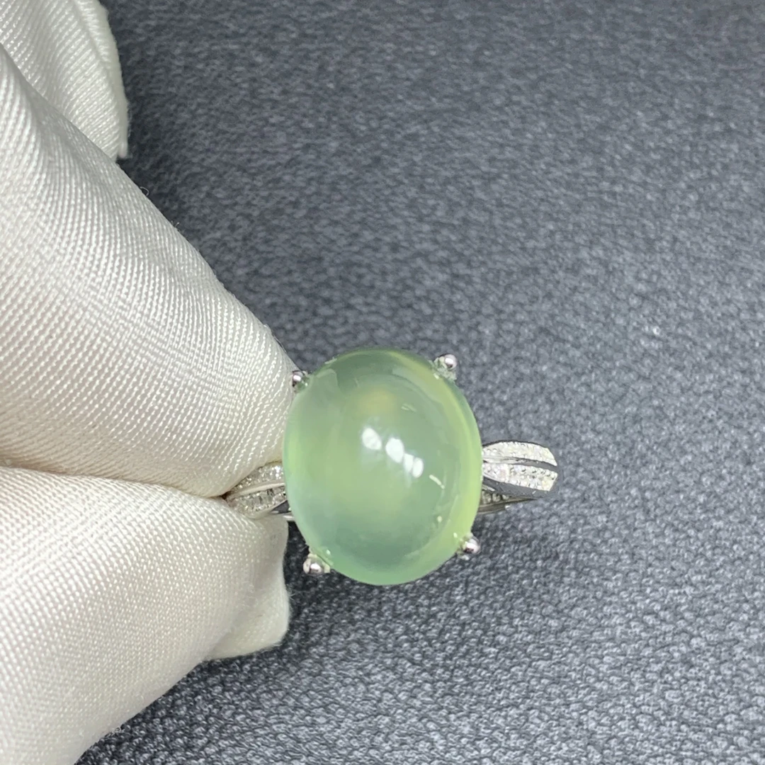 天然葡萄石戒指s925银镶嵌