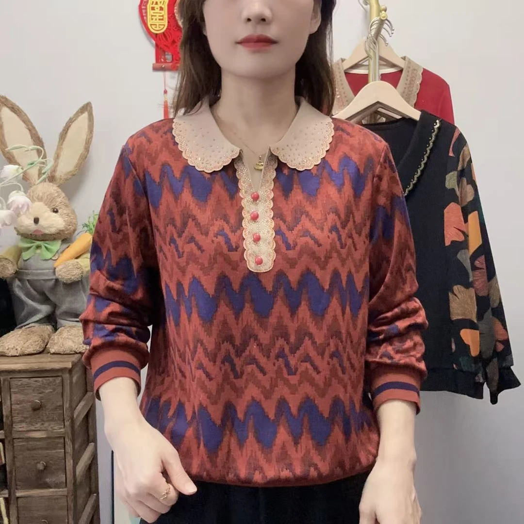 【丽姐家】秋季新款时尚长袖秋季妈妈打底衫衬衫中老年女装春季中年