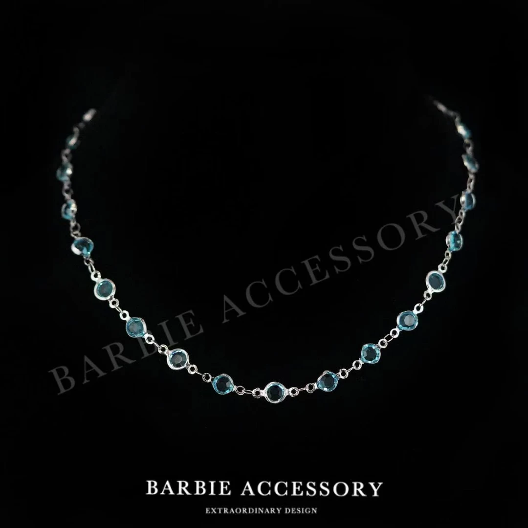 铜合金合成锆石项链 【星明灯河】法式既视设计款高级感绝美项链