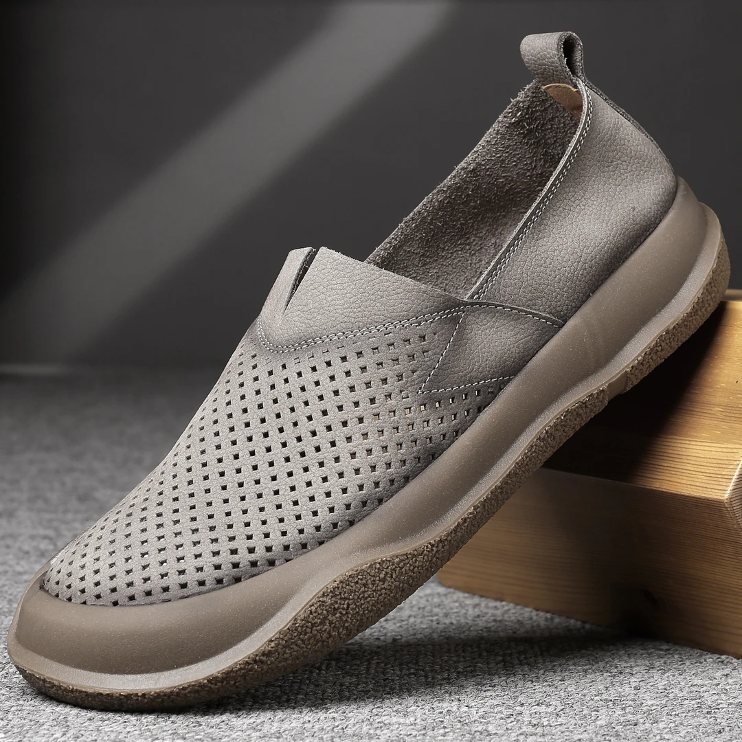 7791渡诺班尼镂空透气轻便防滑夏季真皮凉鞋