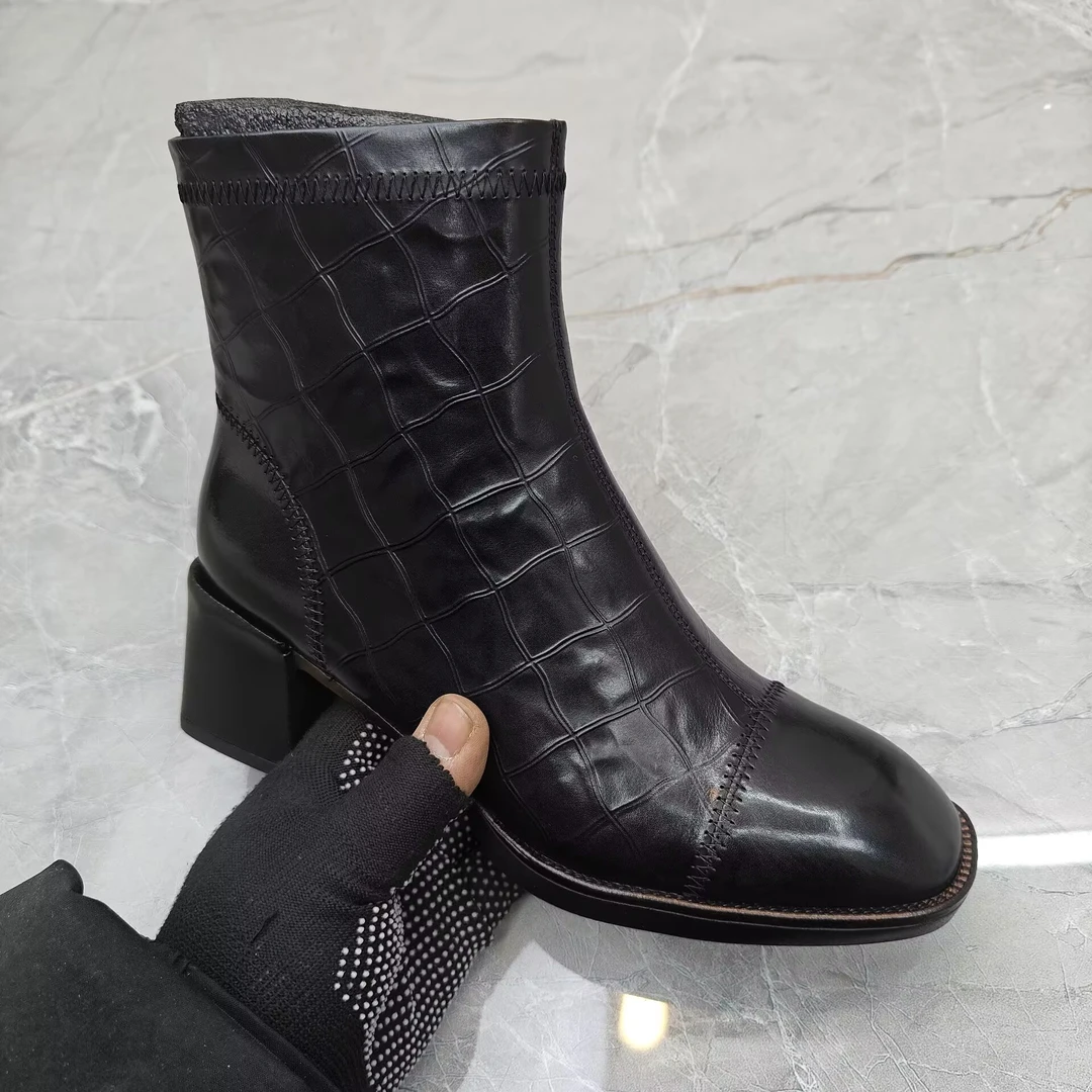 af  (孤品)38/ 36码短靴女靴子 81113-80牛皮