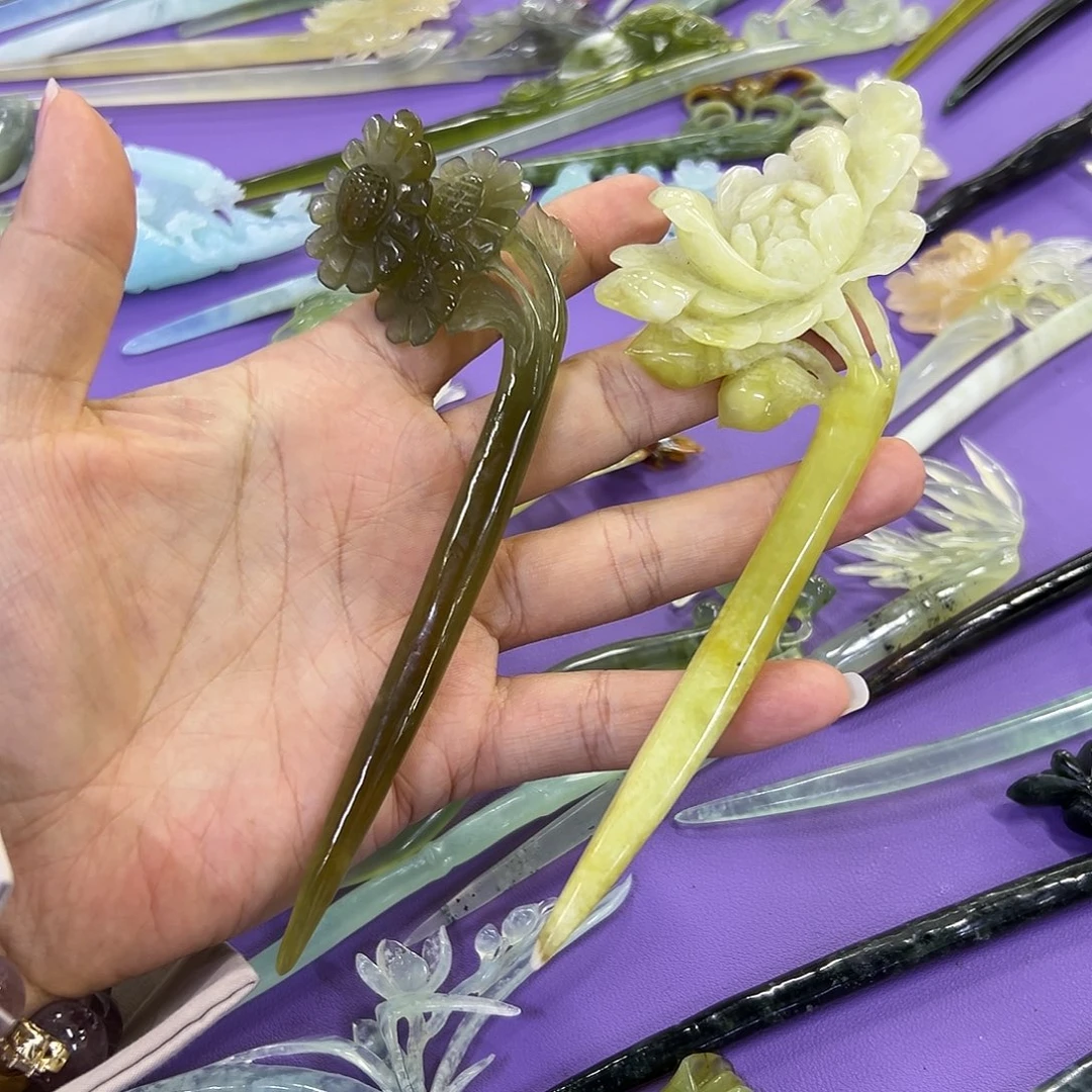 未镶嵌蛇纹石玉特价发簪福利两支
