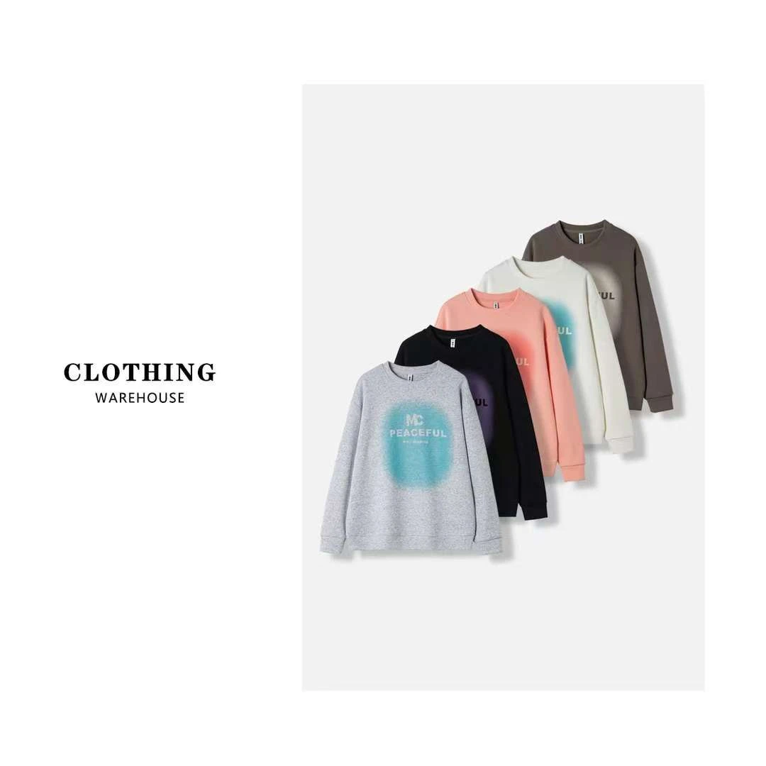 软而挺括 美式休闲印花！重磅空气层圆领卫衣y001百搭