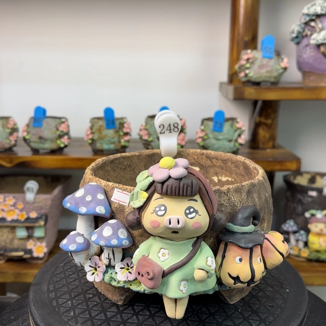 本默花器麦饭石手捏花盆