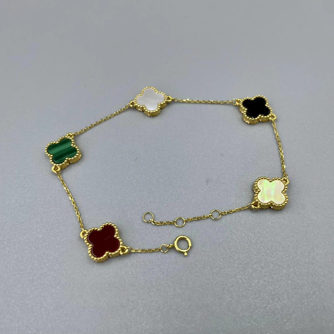 五花绿多宝手链 AU750 10 15mm 18k金镶嵌 k黄k玫 典雅百搭轻奢感