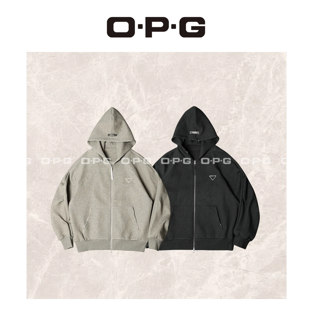 【“几何棱镜”情侣款贴布纯色连帽外套】遥发服装运动风外套9911